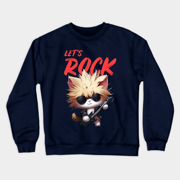 Kitten Rock Crewneck Sweatshirt by kostjuk